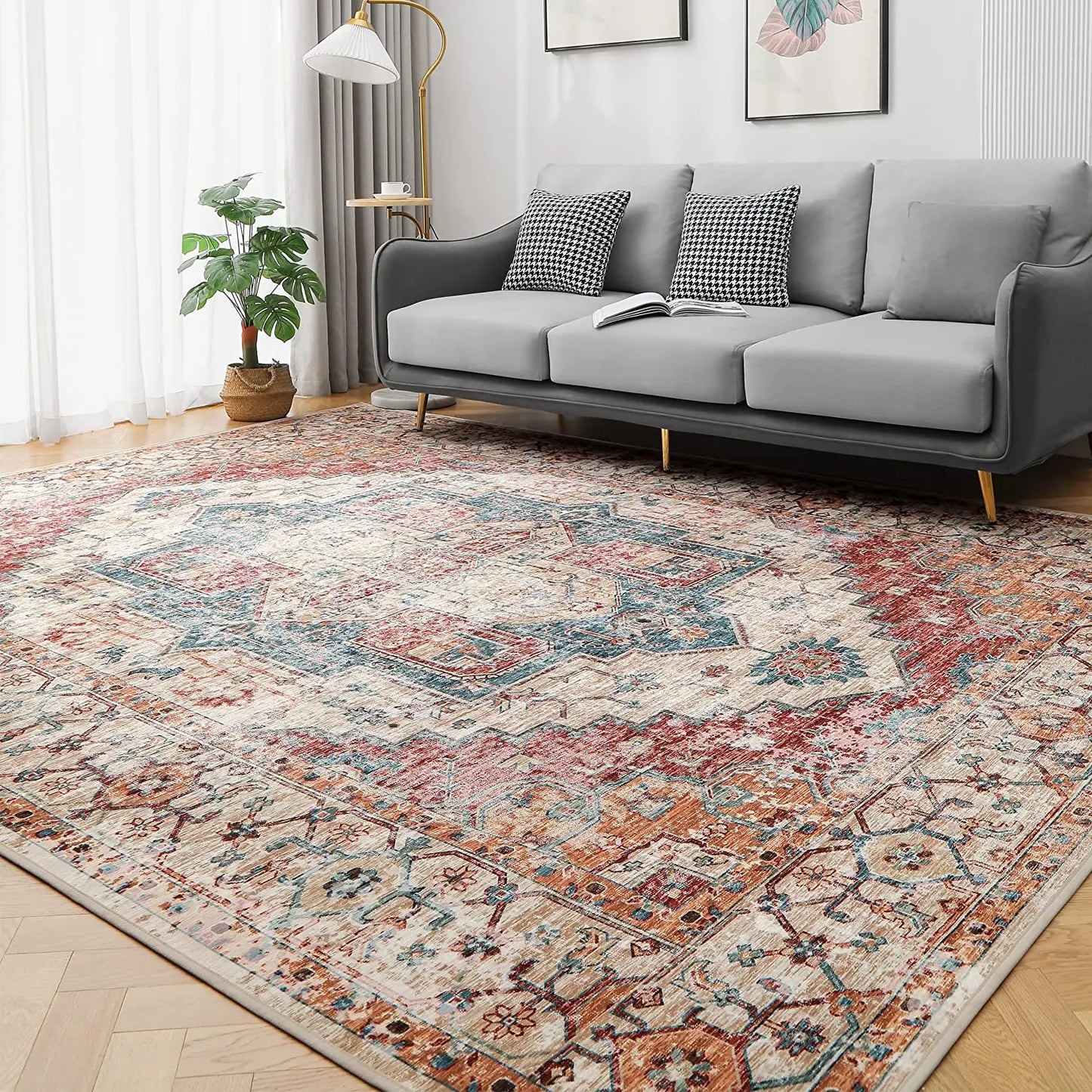 Vintage Bohemian Area Rug for Living Room, Bedroom