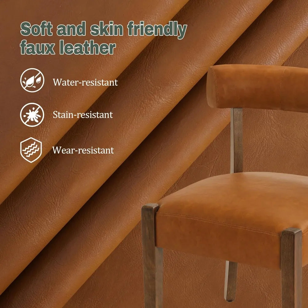 Faux Leather Dining Chairs Set of 4 Upholstered Kitchen & Dining Room Wooden Chairs Mid Century Modern Dining Chairs Low Back