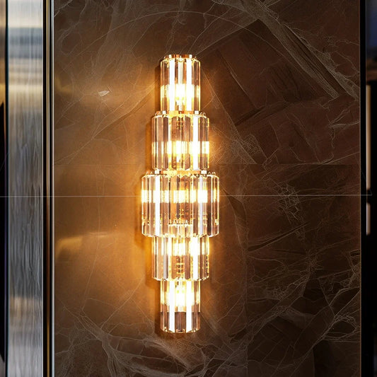 Modern Crystal Wall Lamp 3-Layer Wall Crystal Sconce Light E14 Led Corn Lights
