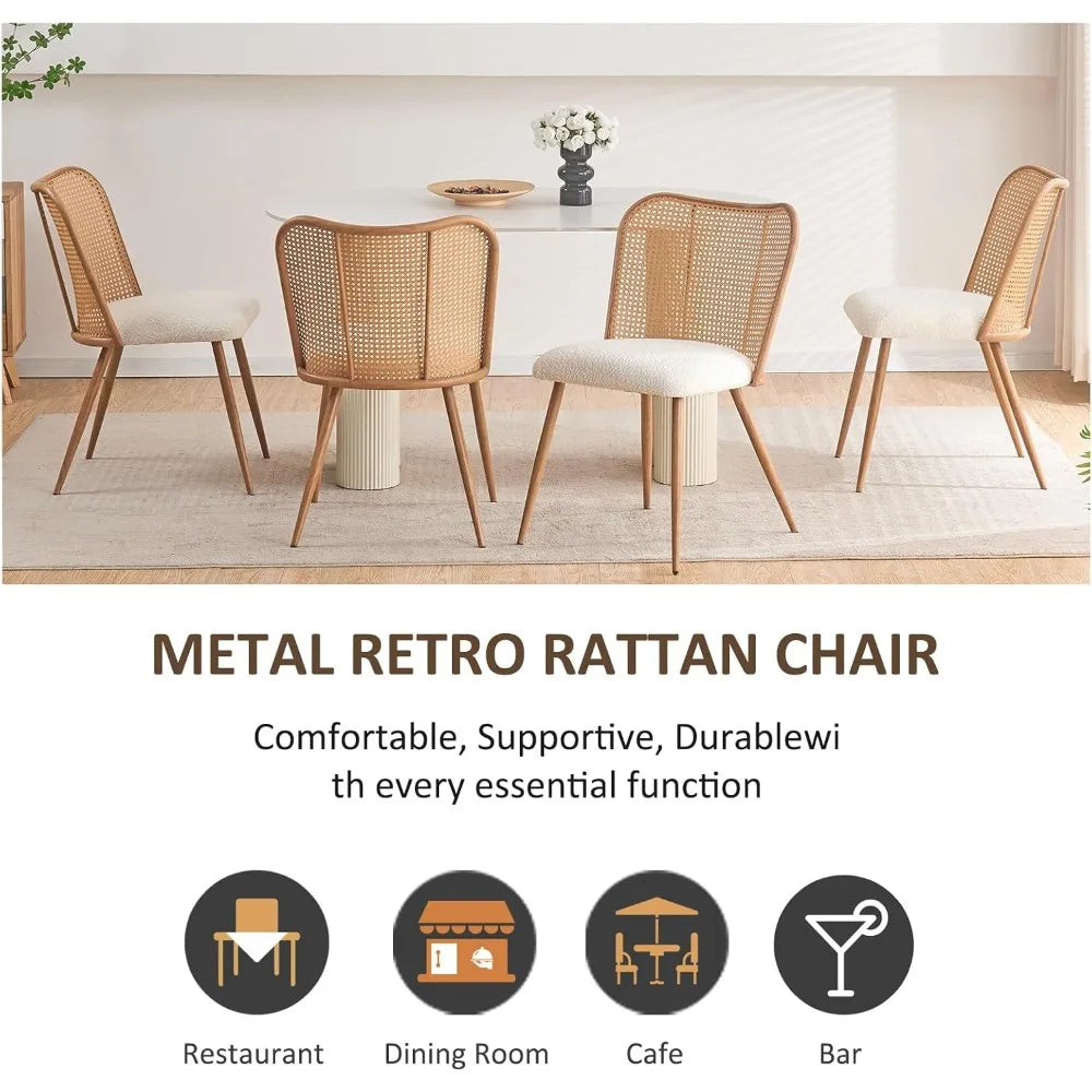 Rattan Dining Chairs Set of 4, Modern Cane Back Chairs