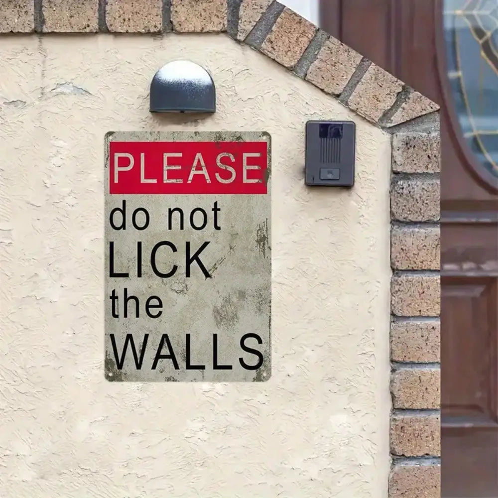 1PC Funny "Please Don't Lick Walls" Metal Sign - Humorous Home Decor, High-Quality Tin Wall Art, Fun Gift