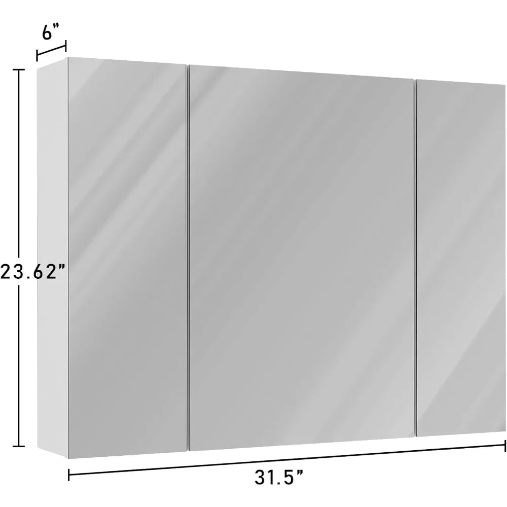 Medicine Cabinets Bathroom Mirror Cabinet with3 Door Bathroom Wall Cabinet  Wall Mirror Storage Shelf with 3-Adjustable Shelves