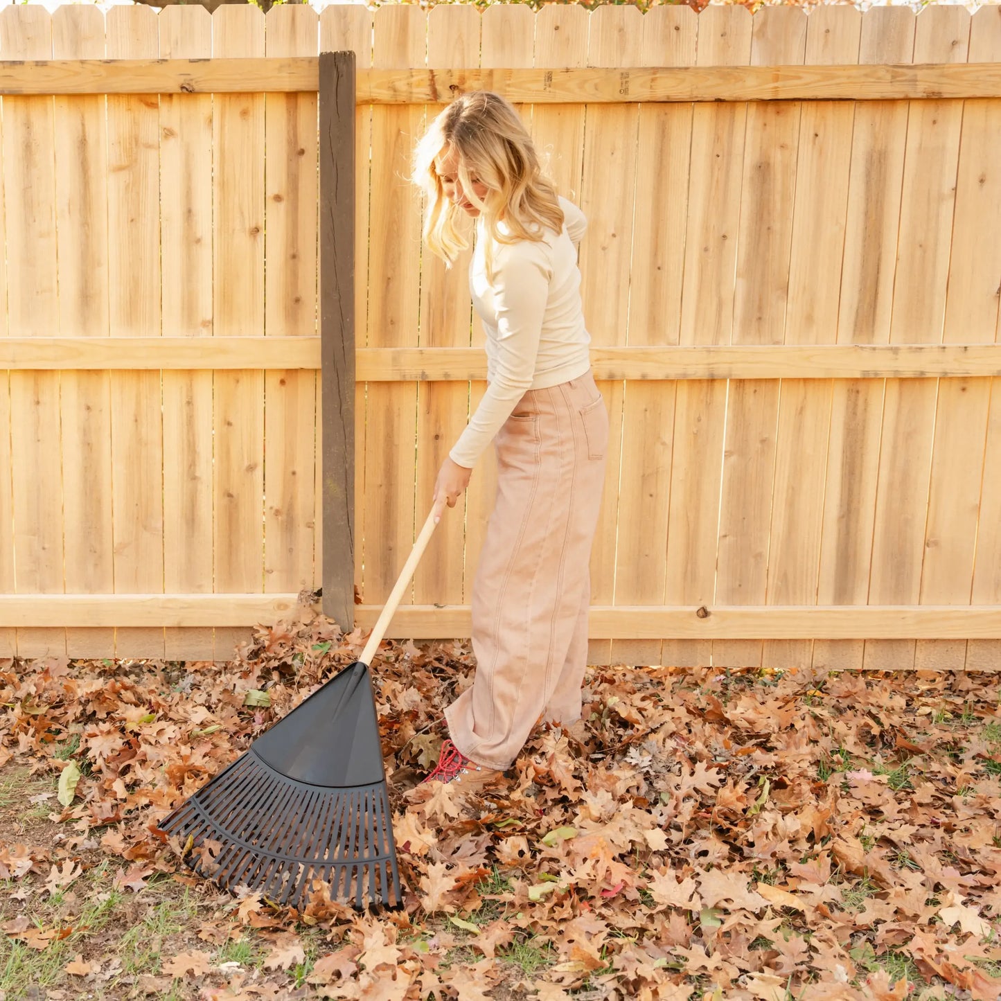 24-inch Wood and Poly Leaf Rake