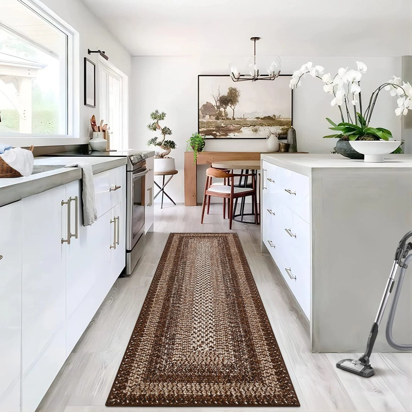 Washable Area Rugs ,Braided Print, Non Slip