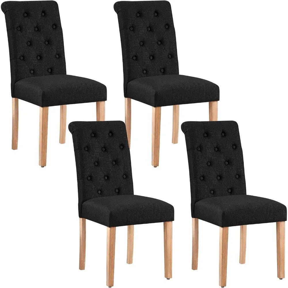 Tufted Dining Chairs Set of 4 Parsons Kitchen Chairs Stylish, Upholstered Fabric Chairs with Solid Wood Legs