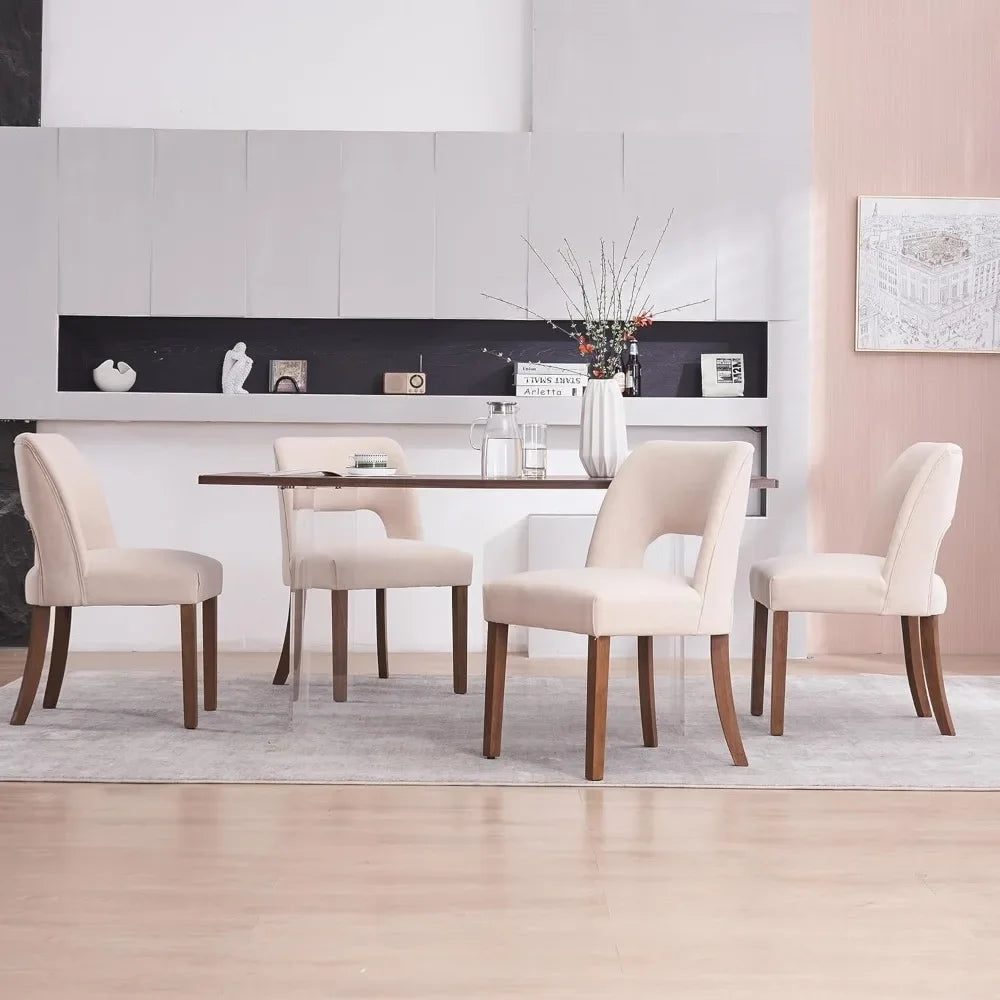 Wooden Dining Chairs Set of 2, Modern Fabric Upholstered Dining Room Chair Kitchen Chairs, Rustic Farmhouse Seating w/Comfort Cu