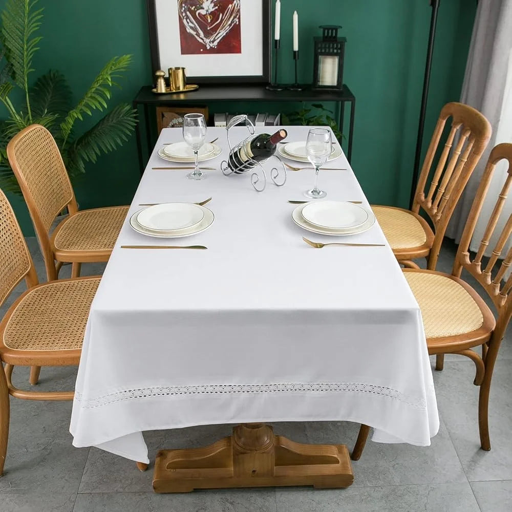 Heavy Duty Polyester Tablecloth Waterproof Wrinkle Free Stain Resistant Oil Proof Faux Linen Weddings Parties Banquets Dining