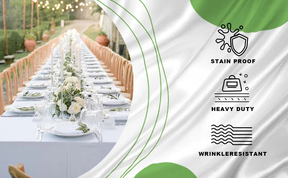 6Pcs Wrinkle Resistant Washable Polyester Table Cover ,White