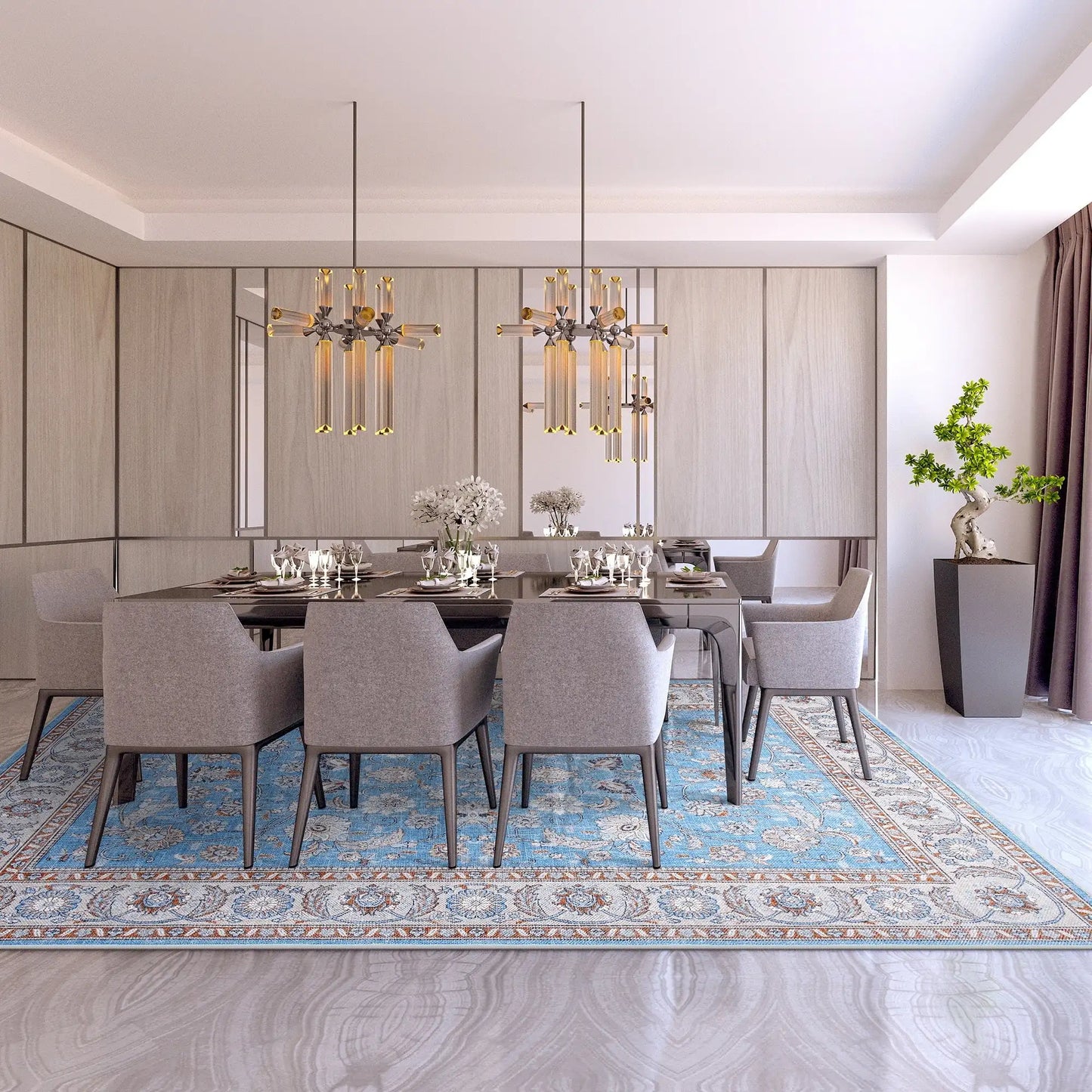 Vintage Floral  Soft Accent Area Rug  Low-Pile Carpet for Living Room Bedroom