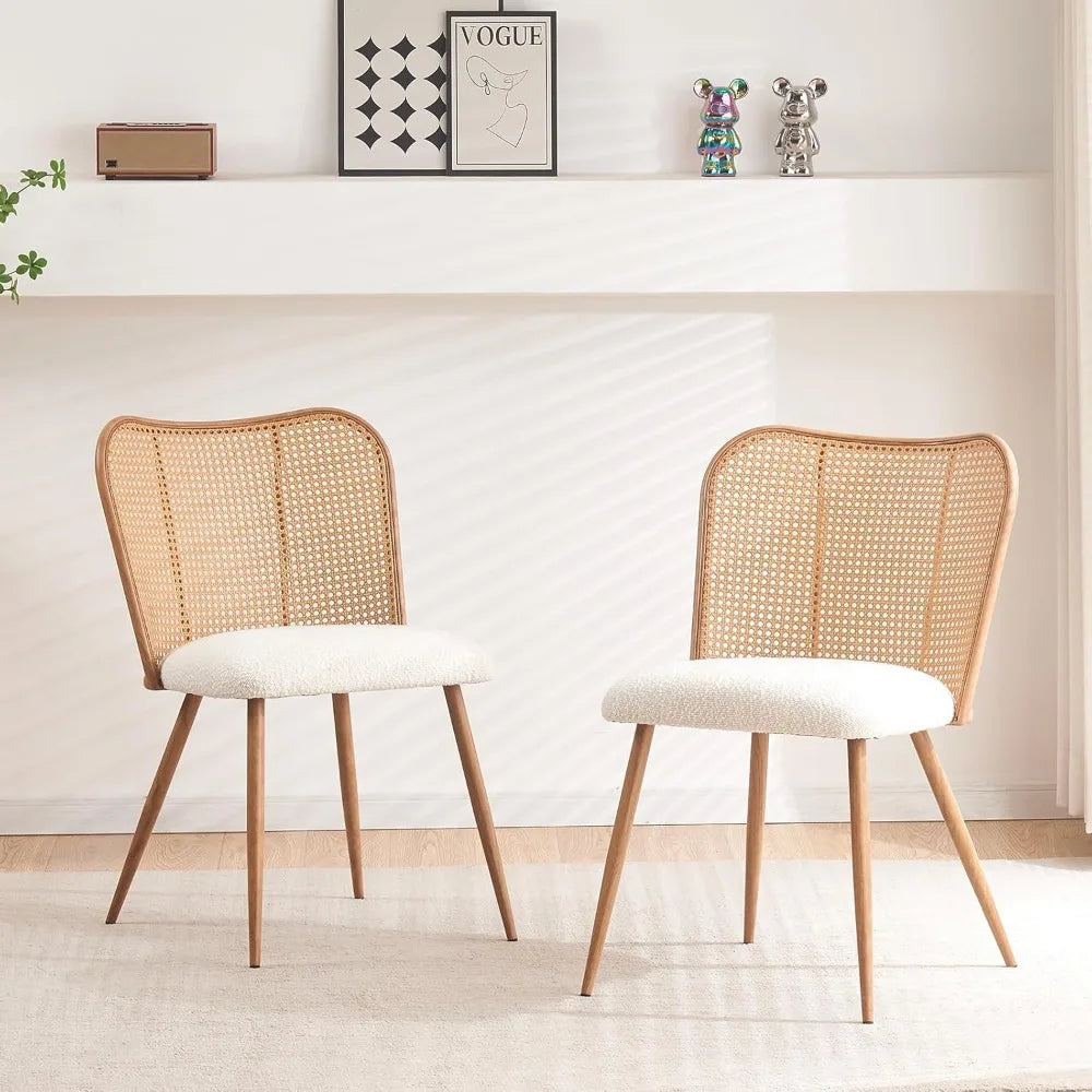 Rattan Dining Chairs Set of 4, Modern Cane Back Chairs