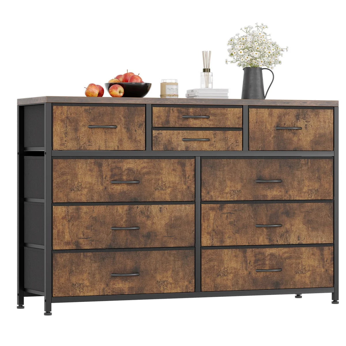 Dresser with 10 Drawers TV Stand Entertainment Center for Bedroom Entryway,Metal Frame