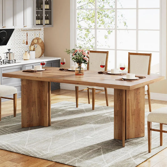 63-inch Dining Table for 4-6, Farmhouse Kitchen Table with Large Tabletop