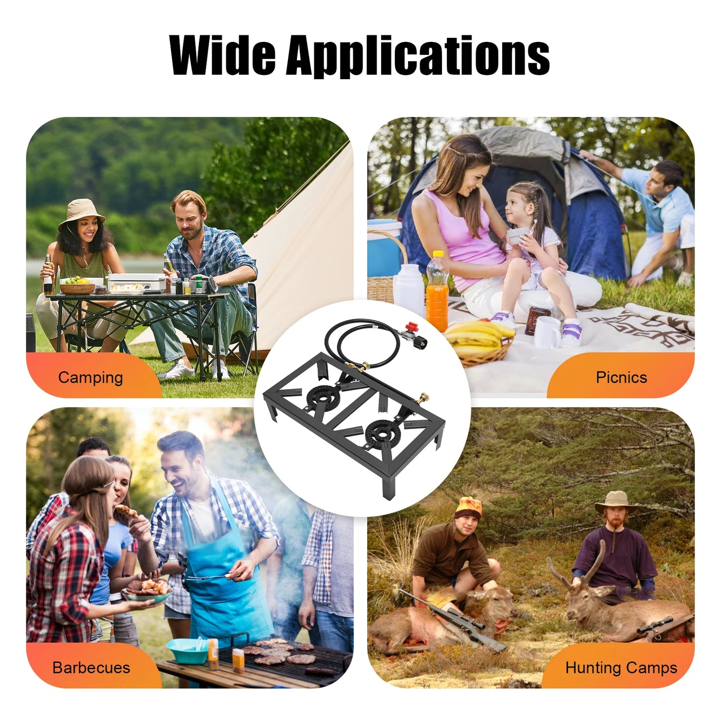 Portable Camping Gas Stove Outdoor Double Burner, BBQ, Picnic, Camp, Propane