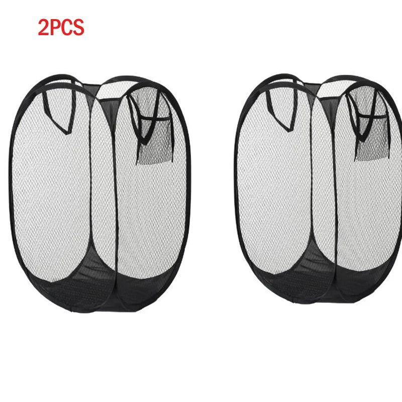Clothes Basket Large Capacity Mesh Laundry Basket Ventilated Foldable Easy Storage Portable Bathroom Clothes Organizer Bag
