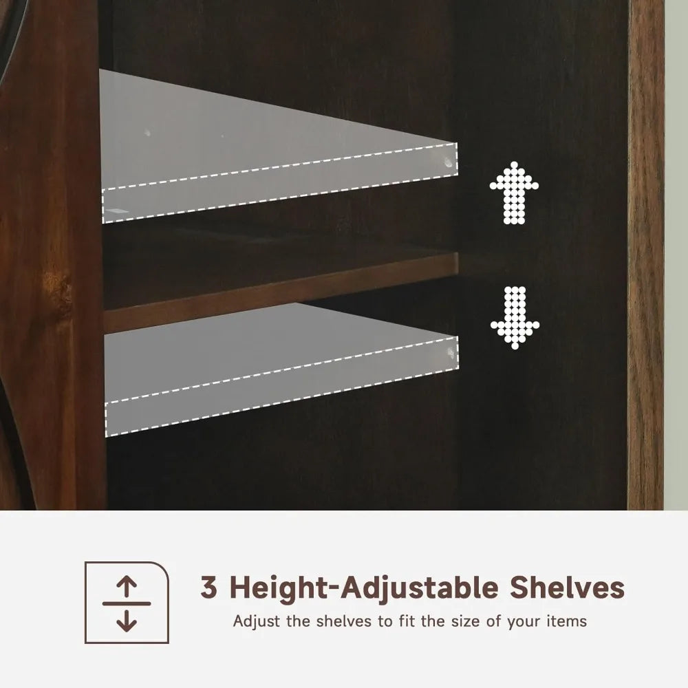 59" Sideboard Buffet Cabinet Retro Accent Storage Cabinet with Magnetic Door Latches Adjustable Shelf for Living Room Kitchen