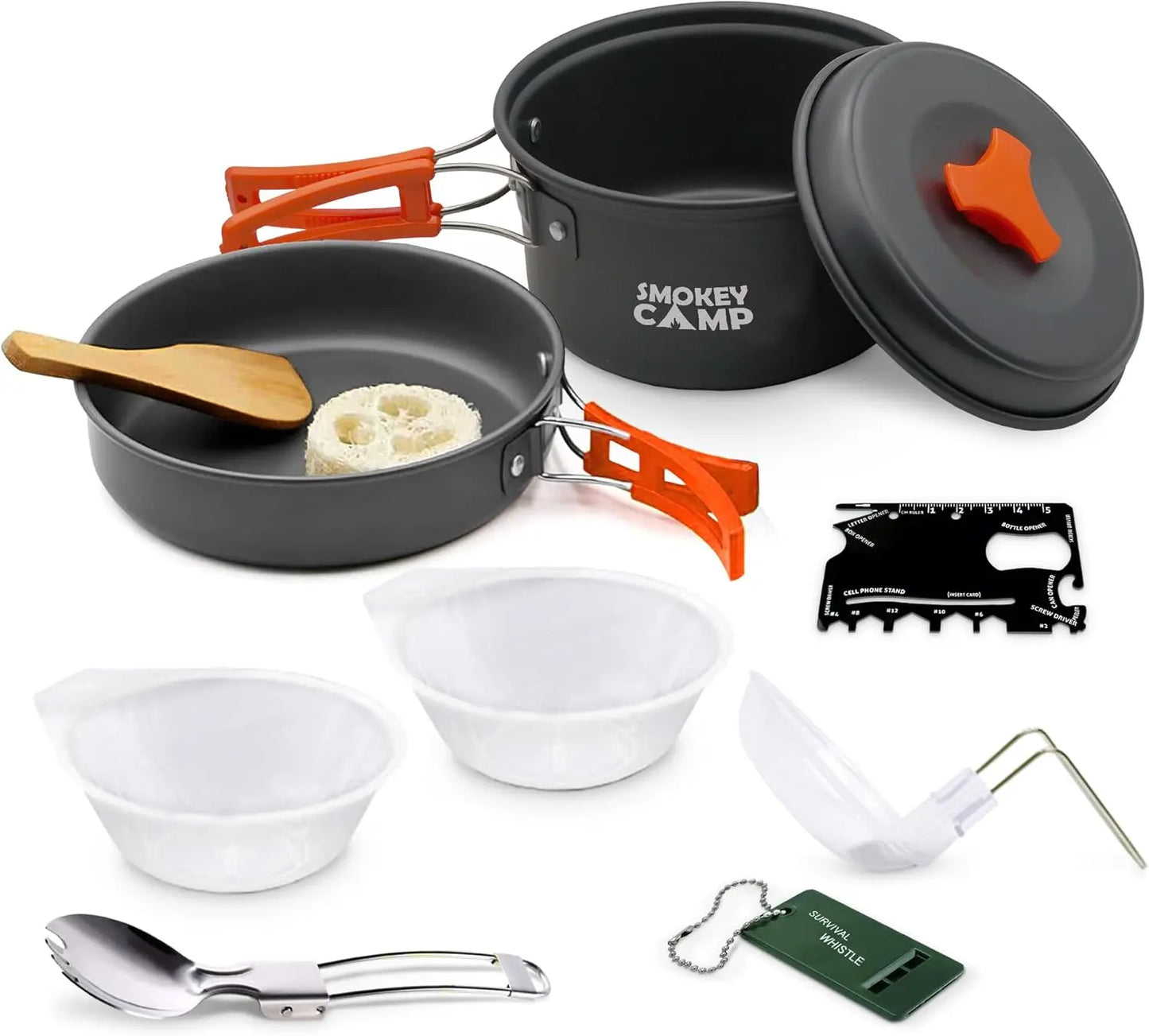 Camping Cookware Mess Kit Set with Stove - Backpacking Camping Pots and Pans Set All in One Non-Stick Camping Cooking Set