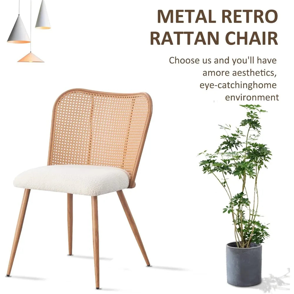 Rattan Dining Chairs Set of 4, Modern Cane Back Chairs