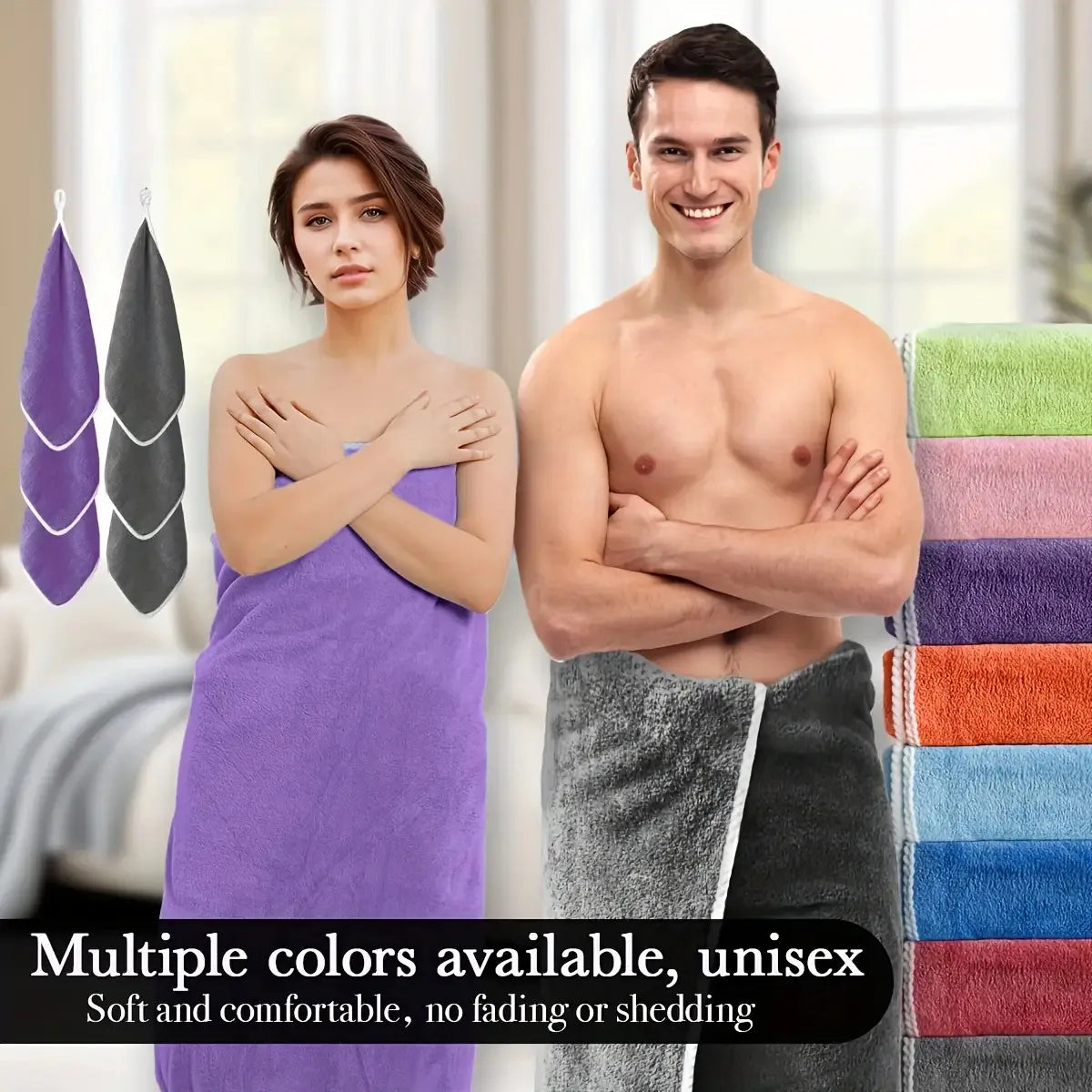 8PCS Luxury Bath Towel Set- Ultra Soft High Absorbency Microfiber Flannel Towels, Plush Towel Collection, Ultrasoft Fabric