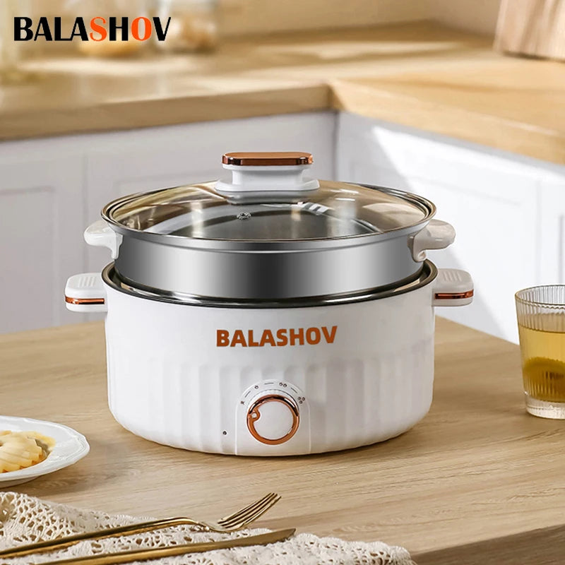 Portable Electric Multifunctional Cooker Household Double Layer Hot Pot Mini Non-stick Cookware
