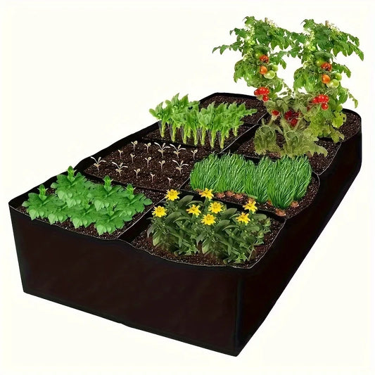 Garden Bed, 128 Gallon 8 Grids Plant Grow Bags, 3x6FT Breathable Planter Raised Beds For Growing Vegetables Potatoes Flowers