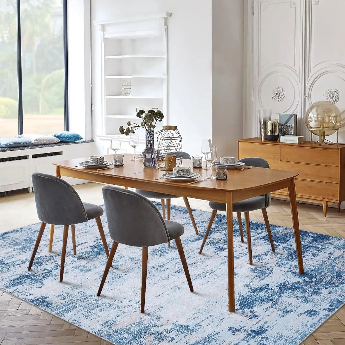 Abstract Area Rug for Living Room Machine Washable  Low Pile  for Bedroom Dining Room Home Office