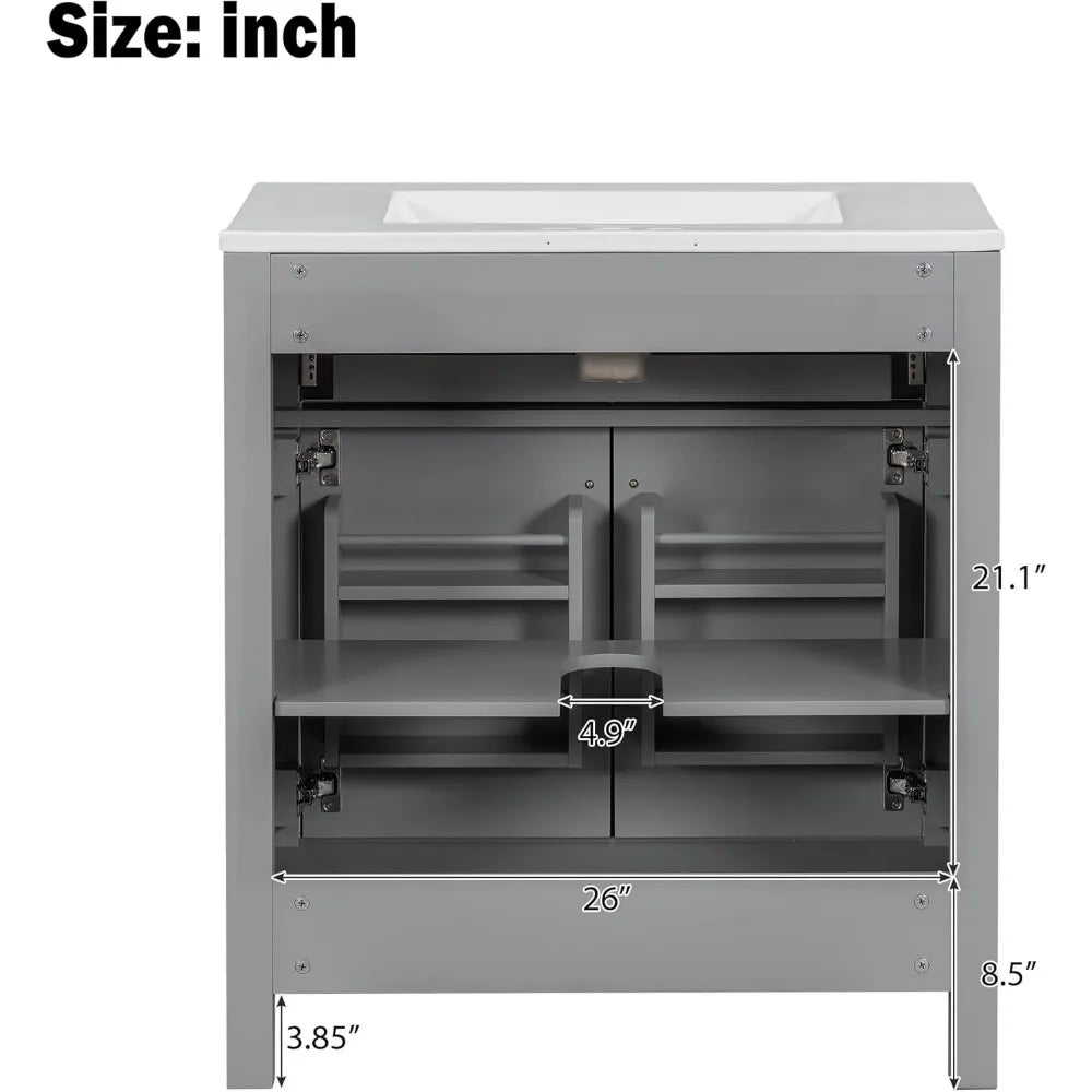 60" Bathroom Vanity Set with Double Sink, Vanity Cabinet with Flip Drawer, 2 Doors, and Adjustable Shelf