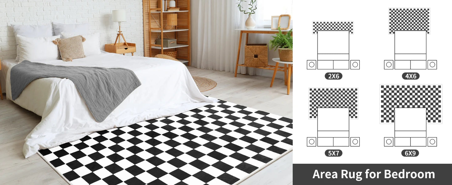 Black and White Checkered Rug
