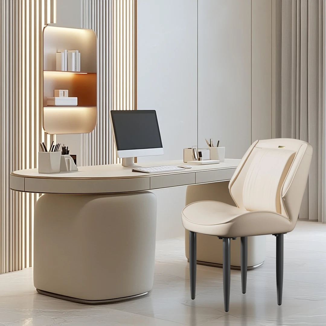 2Pcs PU Leather Dining Chairs Armless Wide Back Modern Accent Chairs for Dining Room Kitchen Suitable for All Tables