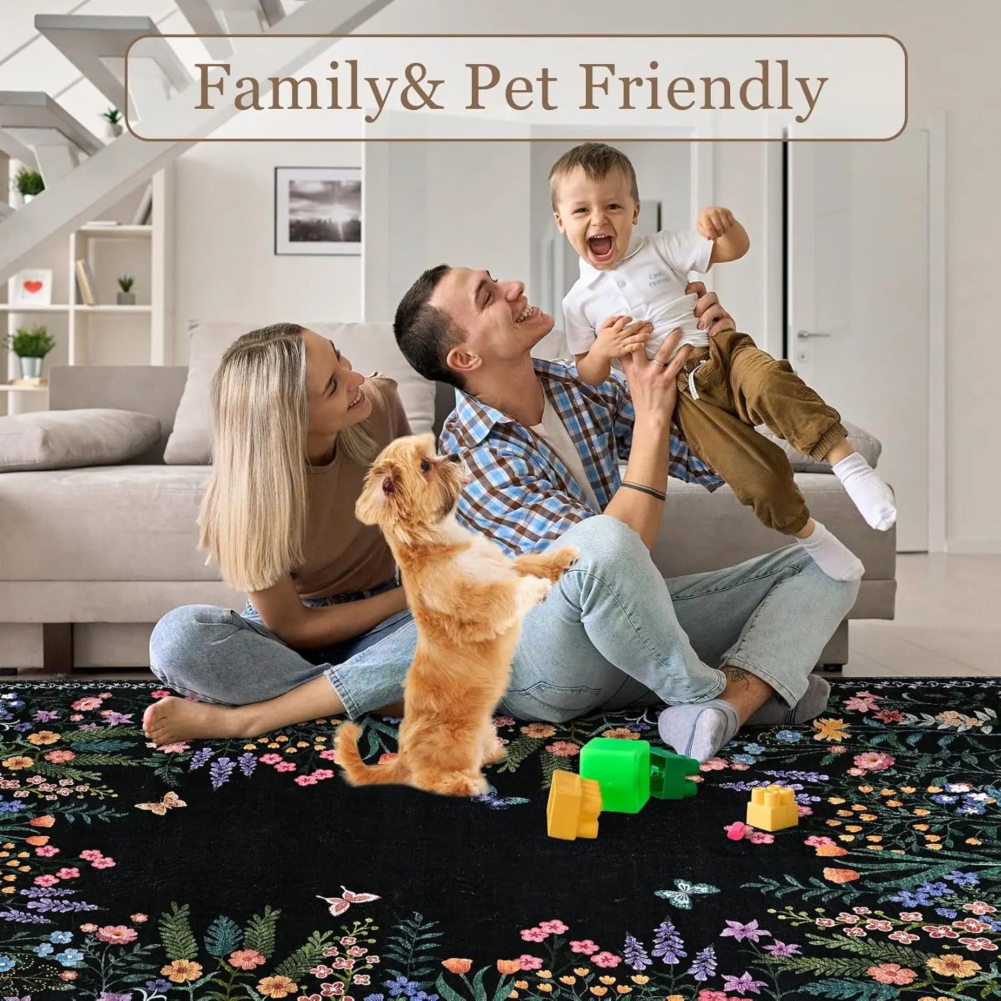 Washable Floral Rug ,Soft ,Non Slip