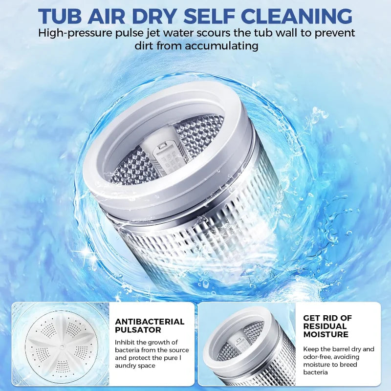 Portable Washing Machine, 20Lbs Capacity Full-Automatic Portable Washer Machine, 2.8Cu.ft Washer and Dryer Combo