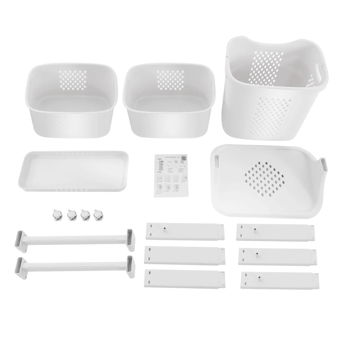 3-Tier Storage Basket Laundry Basket Rolling Cart Washing Hamper Storage Bin Shelf Multifunctional rotating laundry basket