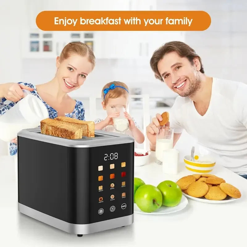 Smart Digital Bread Toaster with Touch Screen LCD Display  6 Bread Types  6 Shade Settings, 1.5" Wide Slot