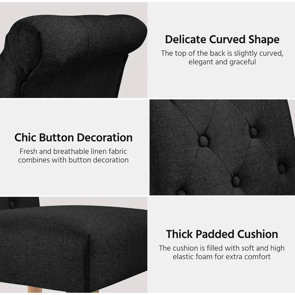 Tufted Dining Chairs Set of 4 Parsons Kitchen Chairs Stylish, Upholstered Fabric Chairs with Solid Wood Legs