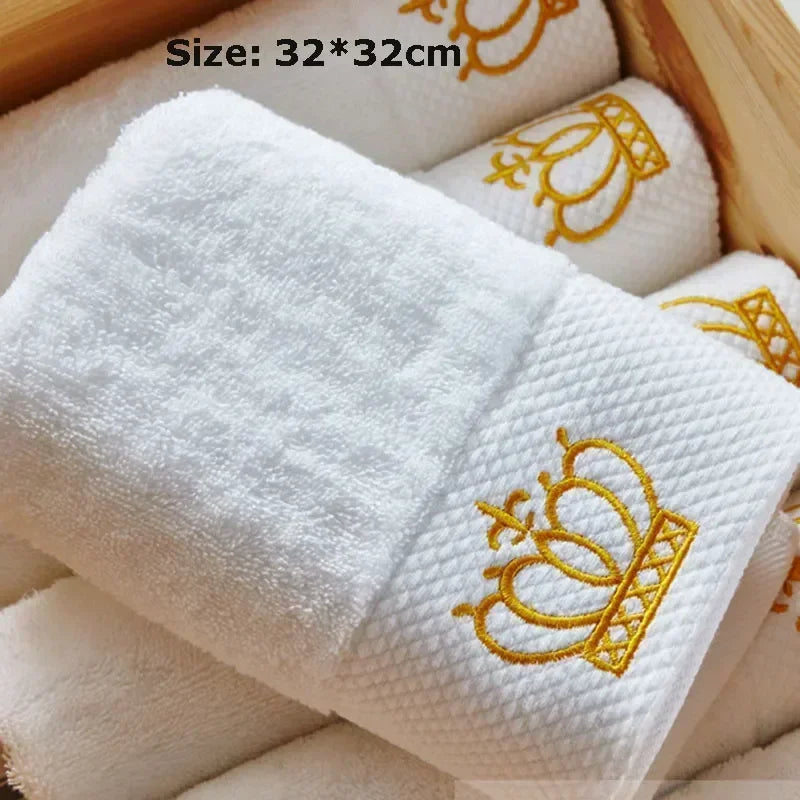 Embroidered Crown White bath towel 5stars Hotel Towels 100% Quality Towel Washcloths