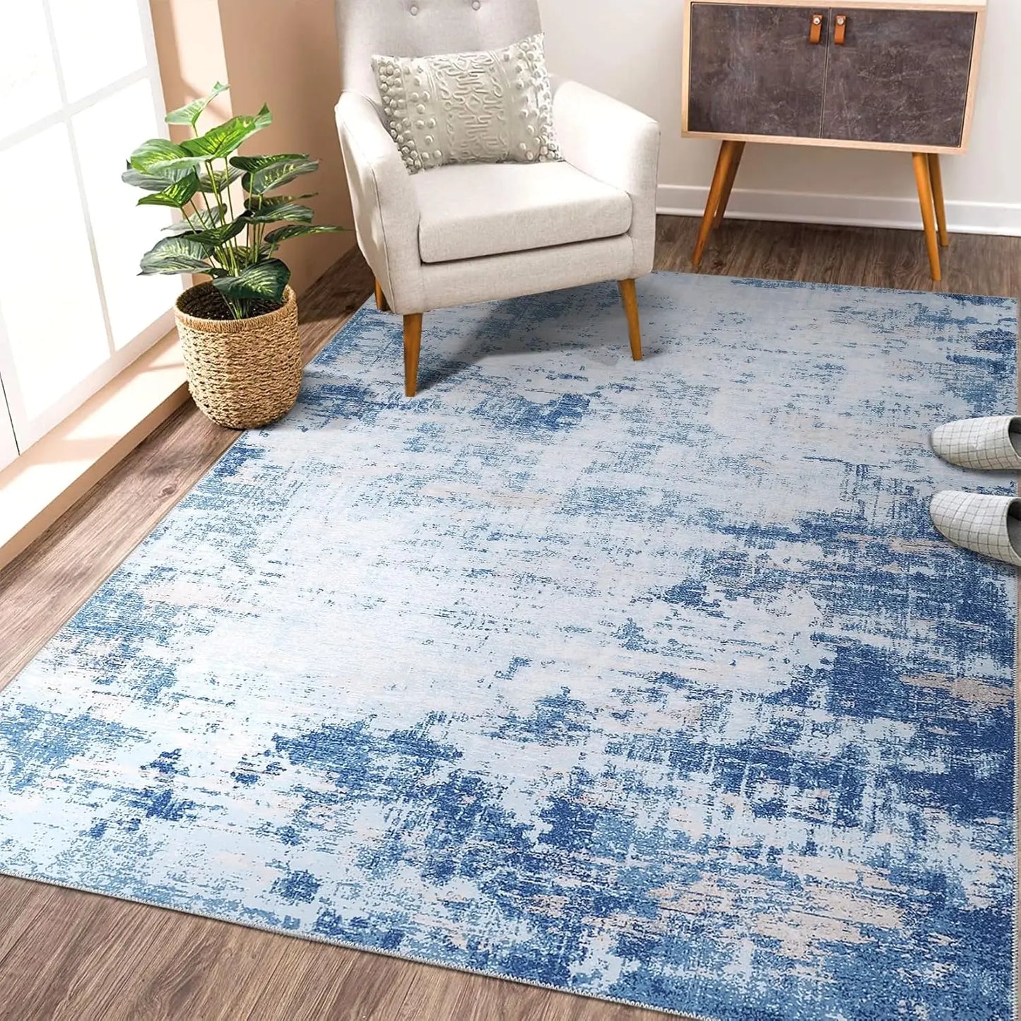 Abstract Area Rug for Living Room Machine Washable  Low Pile  for Bedroom Dining Room Home Office