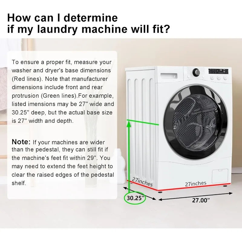 Laundry Pedestal Heavy Duty Metal Washer and Dryer Stand 29" Universal Fit Anti-Vibration ,770 LBS Capacity