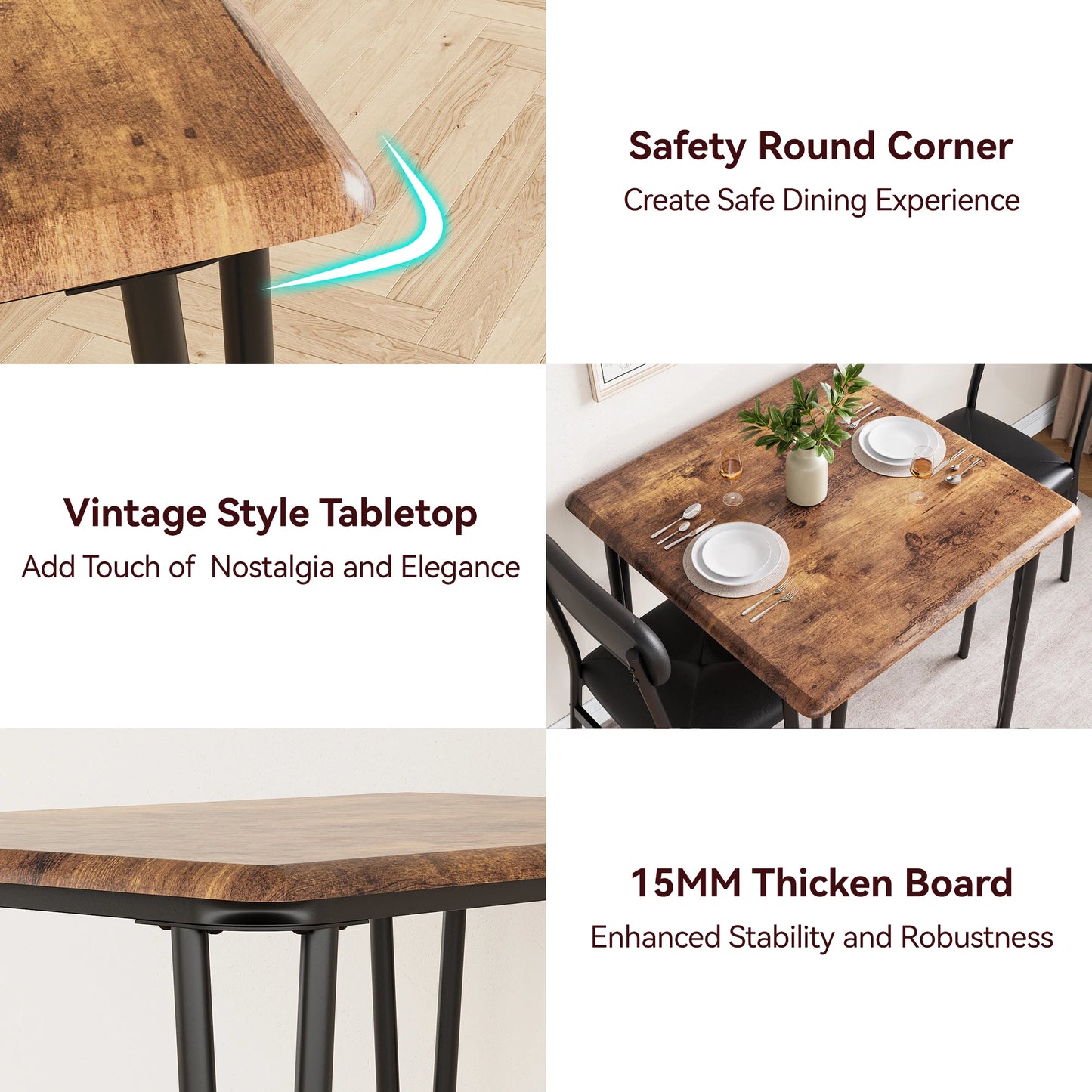 Small Dining Table Sets for 2 with Upholstered Chairs