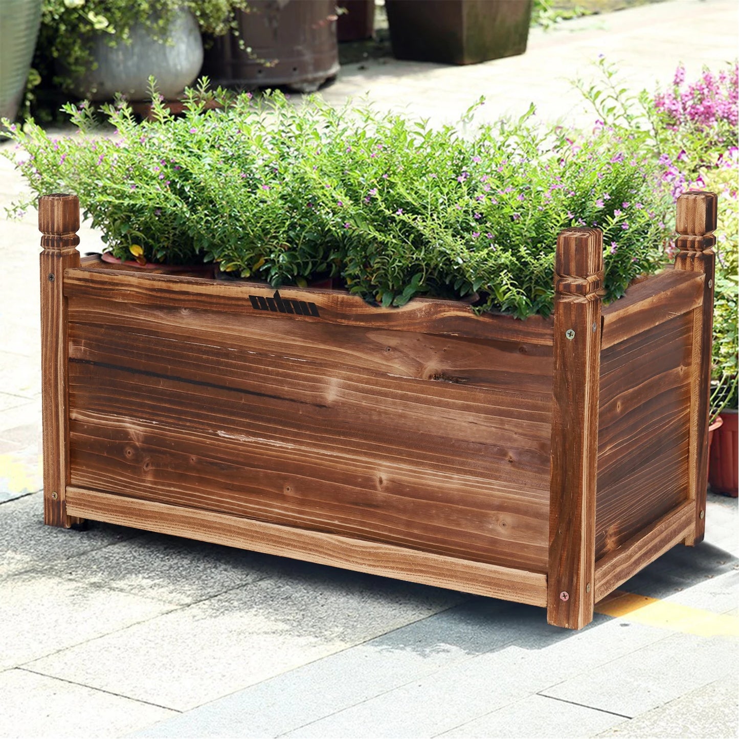 Wood Planter Box Outdoor Raised Planter Beds Garden Large Patio Containers for Flowers Vegetables