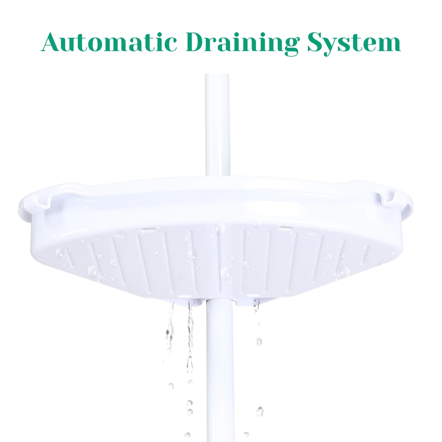 Corner Shower Caddy with Tension Pole 4-Tier Adjustable Shelves Bathroom Storage Organizer with Rubber Pad