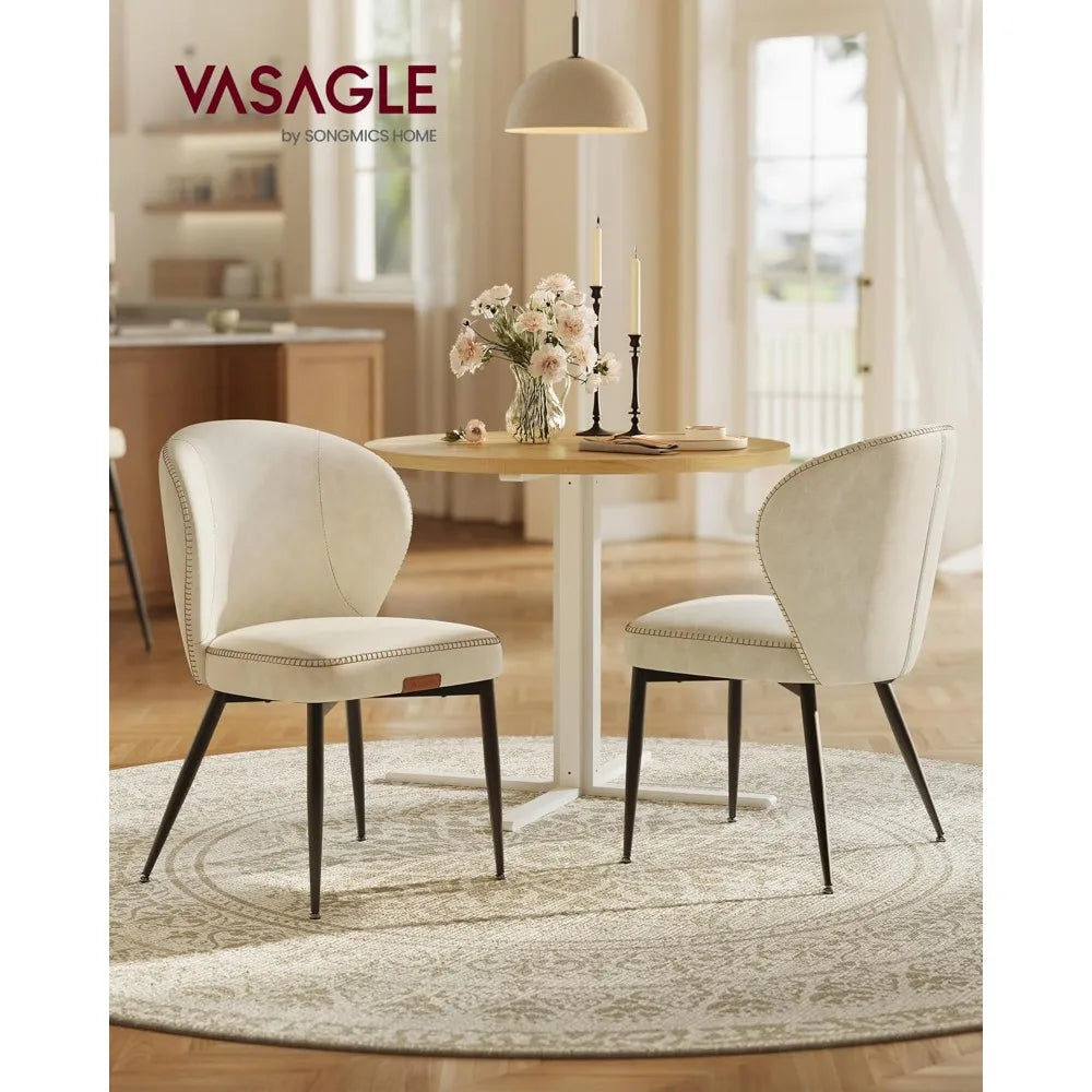 Dining Chairs Set of 2, Upholstered Kitchen Chairs, Comfortable Seat, Synthetic Leather with Stitching, Mid-C
