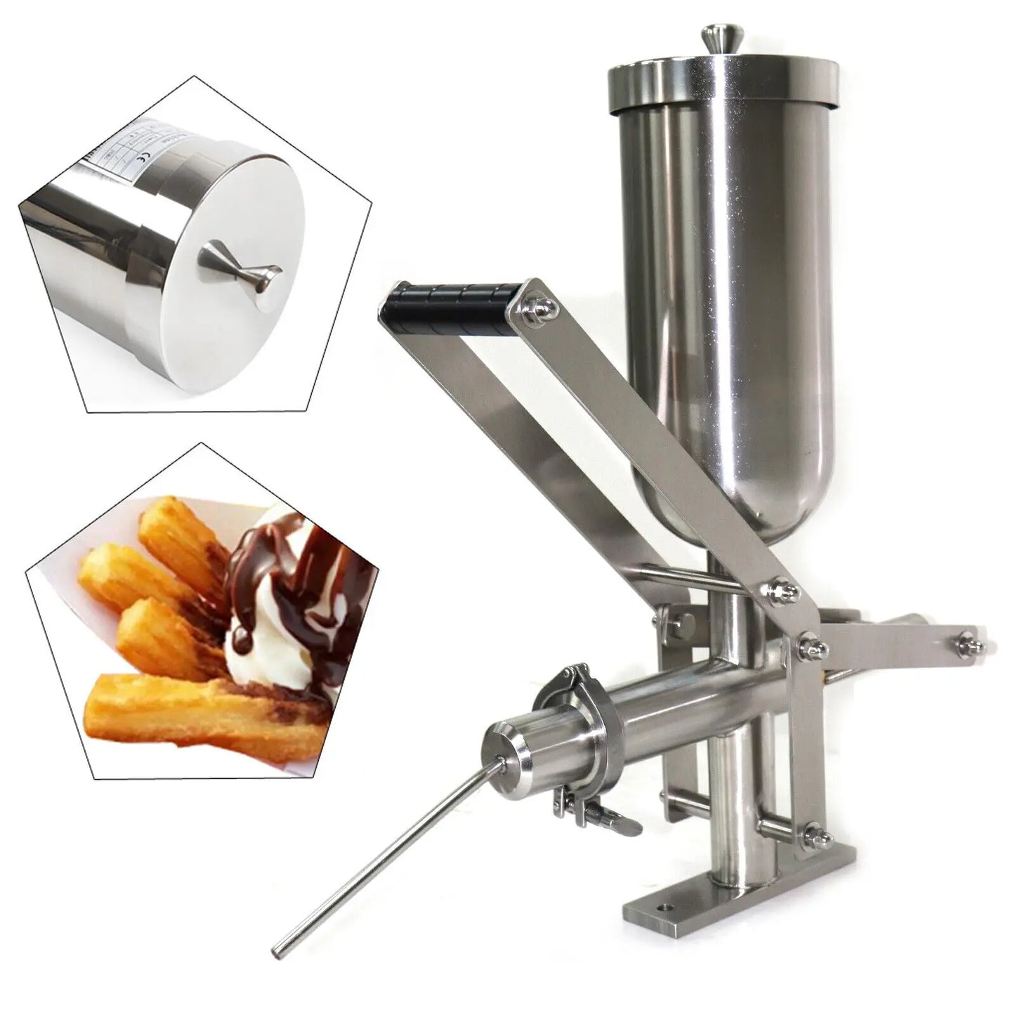 5L Manual Churrera Latin Fruit Donut Filler Churros Filling Machine Waffle Maker Stainless Steel Commercial Home Use