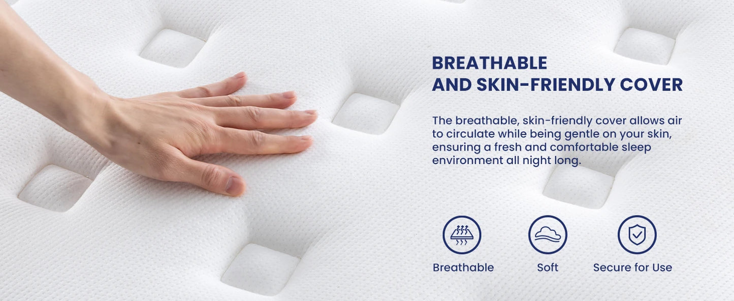 12 Inch Full/King Hybrid Gel Memory Foam Mattress, Queen Size Mattress with Breathable Fabric for Comfortable Sleep