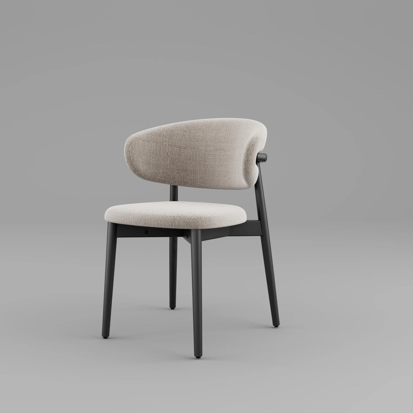 Solid Wood Dining Chairs Set of 2, Modern Upholstered Dining Chair with Curved Backrest, Natural Wood Legs