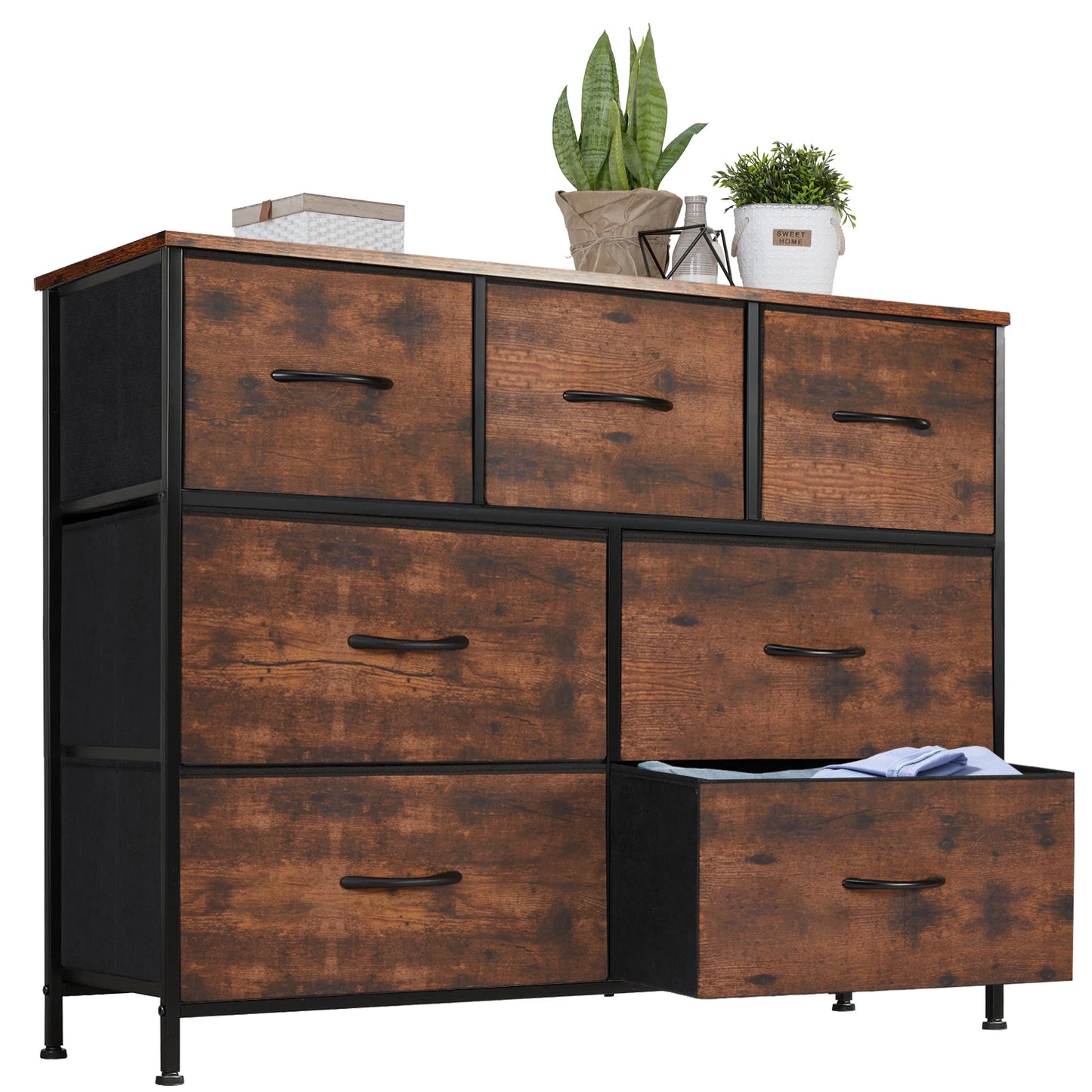 Dresser For Bedroom With 7 Fabric Drawers Organizer Storage Closet