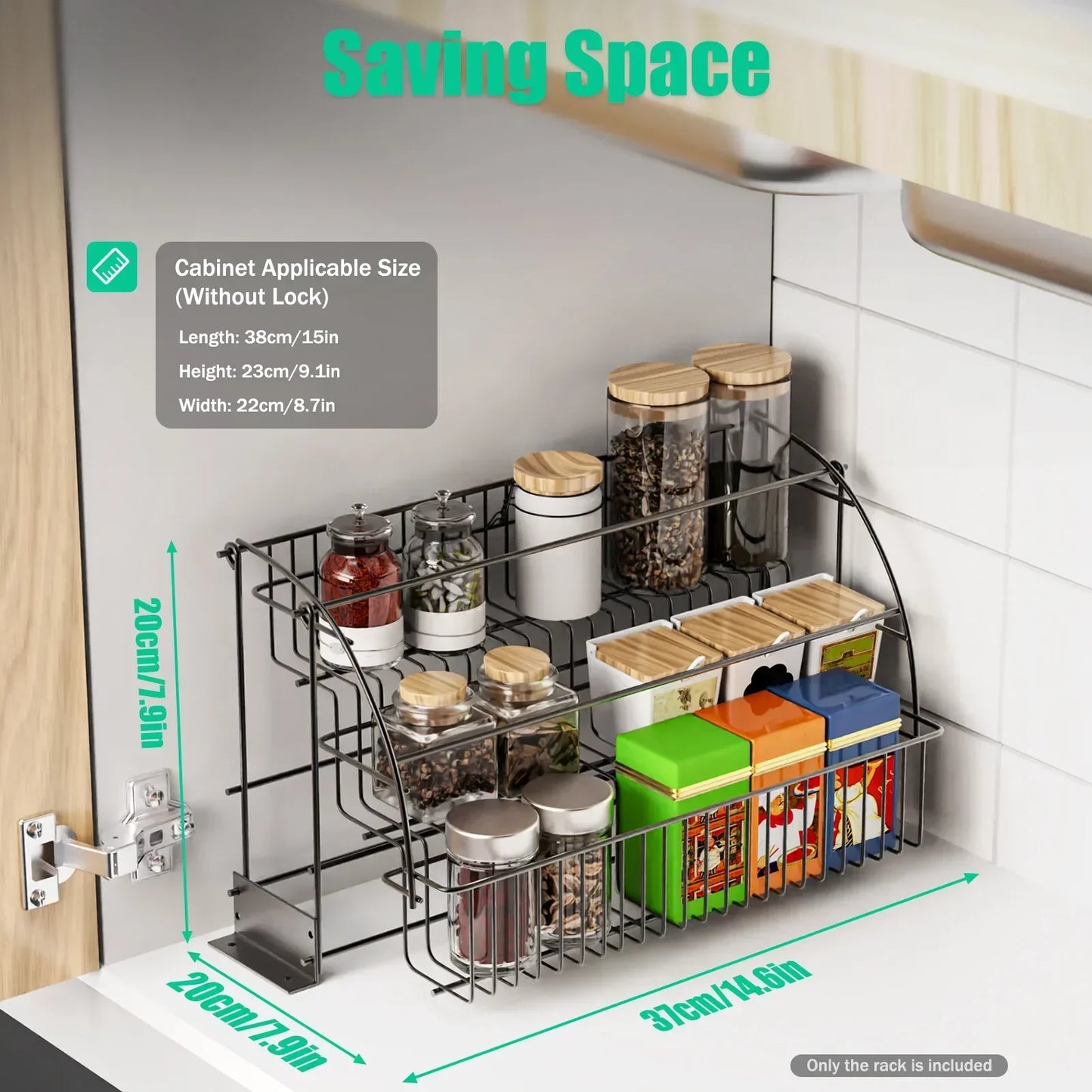 3-Tier Pull down Cabinet Spice Rack Organizer,Metal Storage Shelf For Kitchen