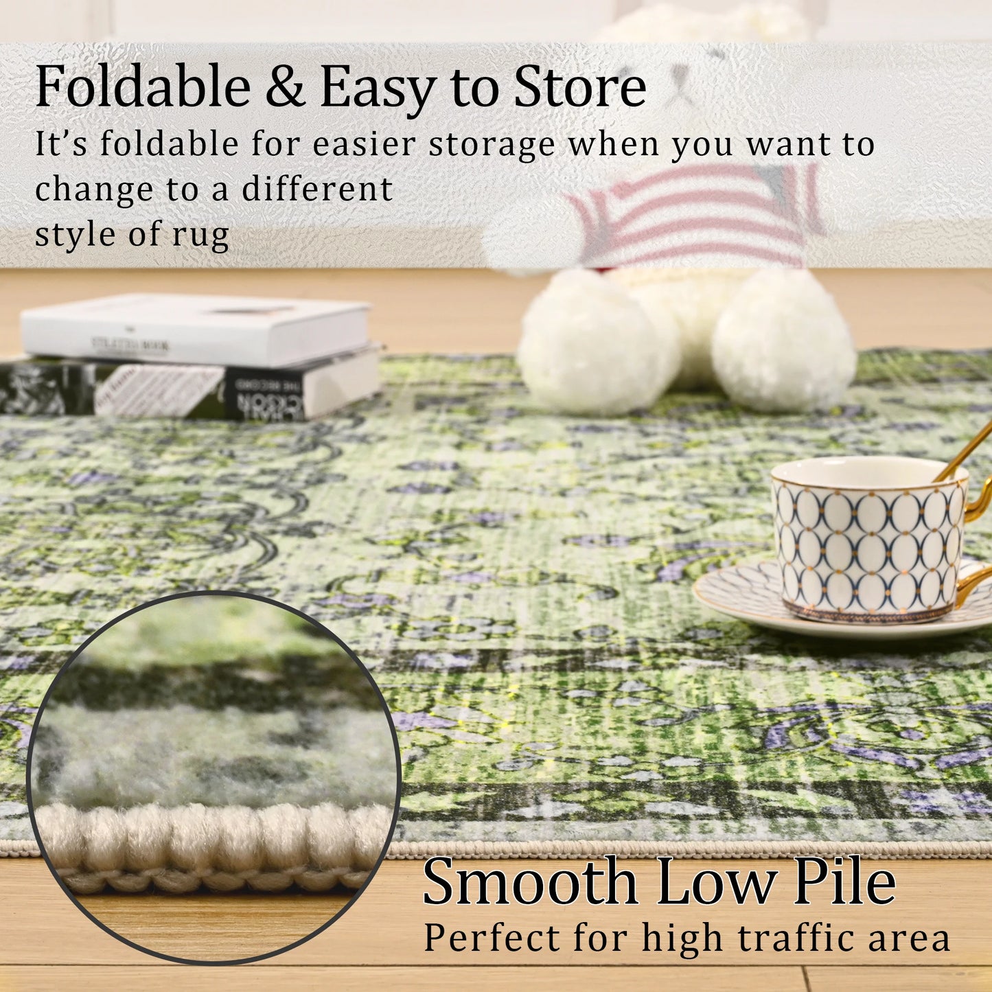 Vintage Area Rugs Low Pile Machine Washable