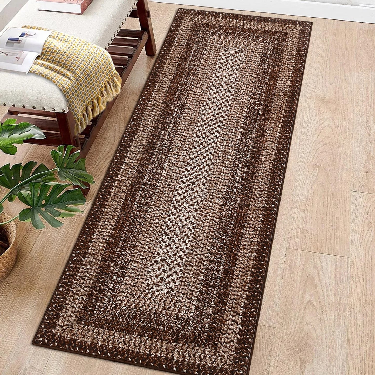 Washable Area Rugs ,Braided Print, Non Slip