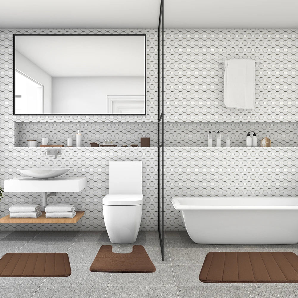 Super Absorbent Bath Mat Memory Foam Carpet Non-slip Bathroom Rug