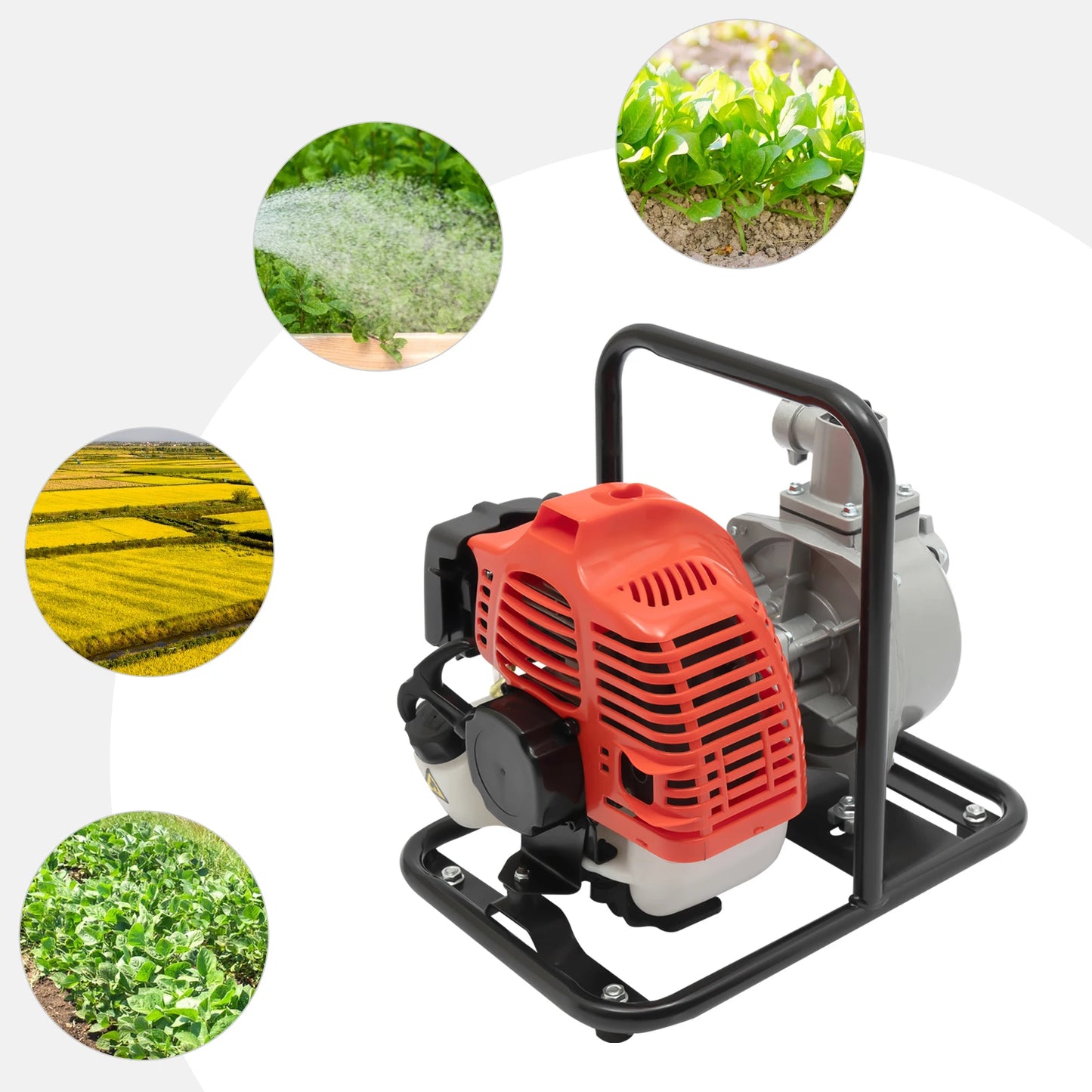 Gasoline Water Pump 2-Stroke Portable Gasoline Engine Trash Pump 20m Lift Powerful Engine Water Transfer Pump 26.25ft Suction