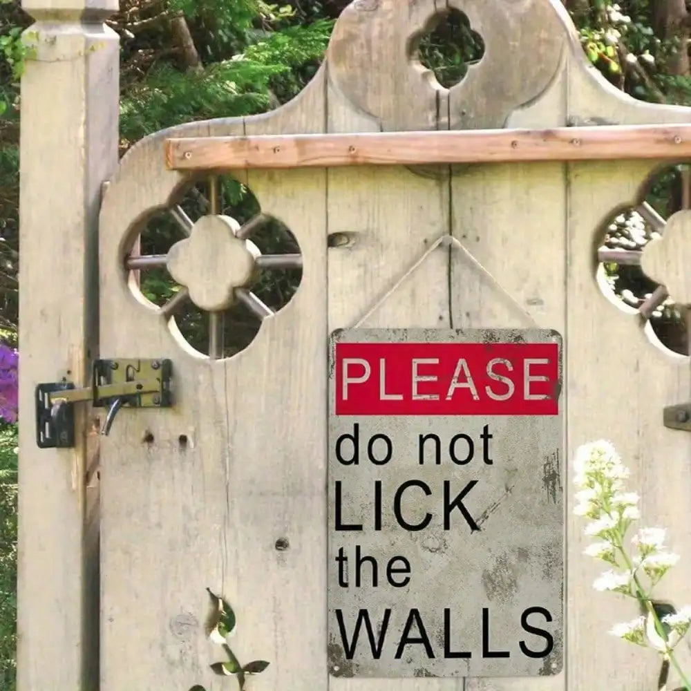 1PC Funny "Please Don't Lick Walls" Metal Sign - Humorous Home Decor, High-Quality Tin Wall Art, Fun Gift